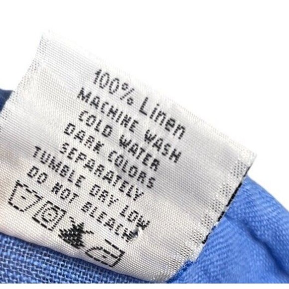 Click Top Women's Size Medium Blue Color Me Cotton 100% Linen Button Up - Picture 5 of 6